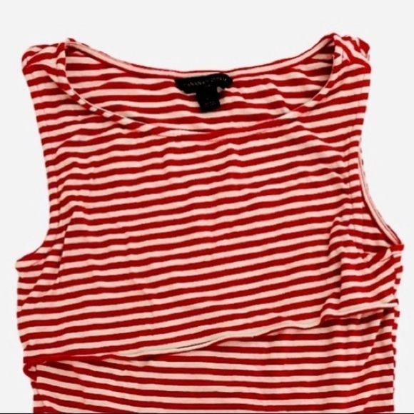 Banana Republic Women’s Sleeveless Red Striped Cotton Layered Tank Top - Picture 1 of 5